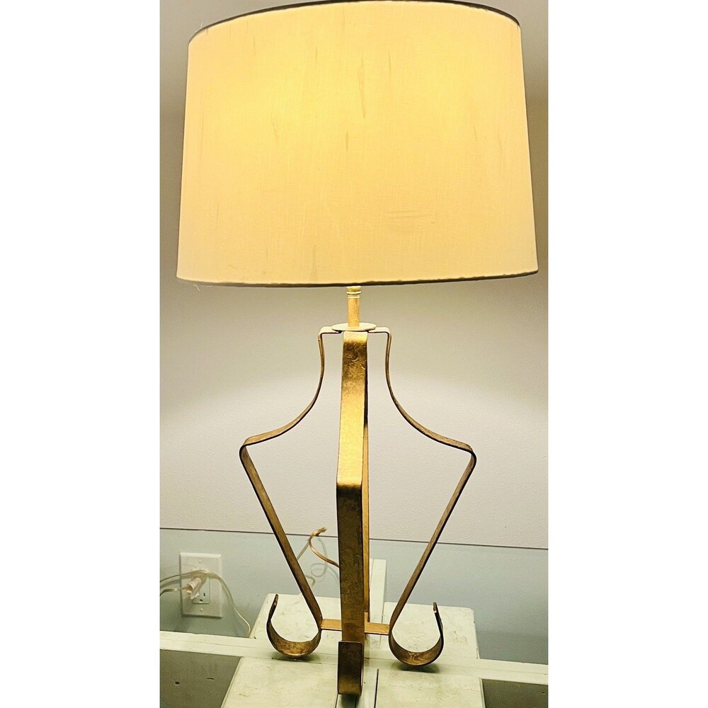 Vintage IRIS Worldwide Hollywood Regency Gold Ribbon Table Lamp E-132857 MCM